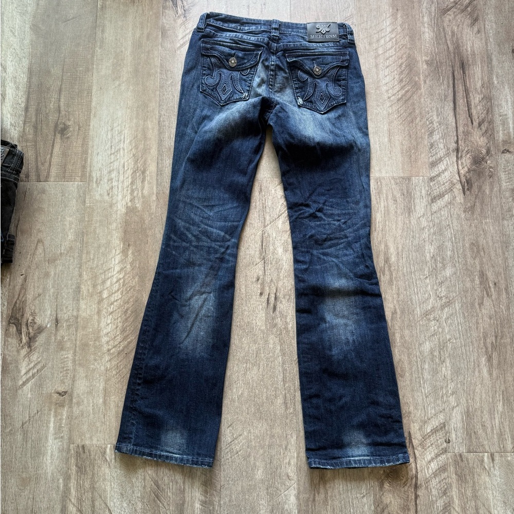 Women’s Y2K Buckle MEK Yokohama Slim Boot Cut Jeans Distressed Wash 29W | 34L - Picture 2 of 9